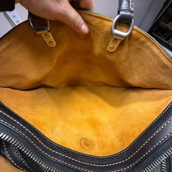 Black Leather Computer Tote Shoulder Bag - Picture 12 of 14